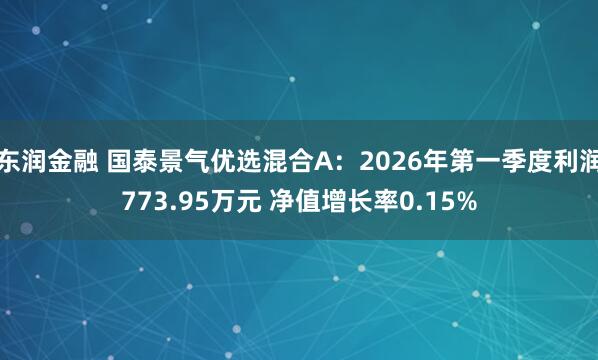 东润金融 国泰景气优选混合A：2026年第一季度利润773.95万元 净值增长率0.15%