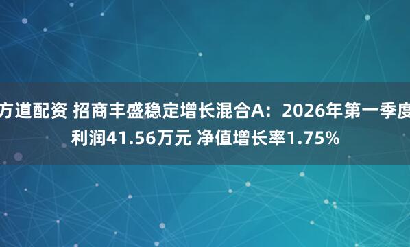 方道配资 招商丰盛稳定增长混合A：2026年第一季度利润41.56万元 净值增长率1.75%